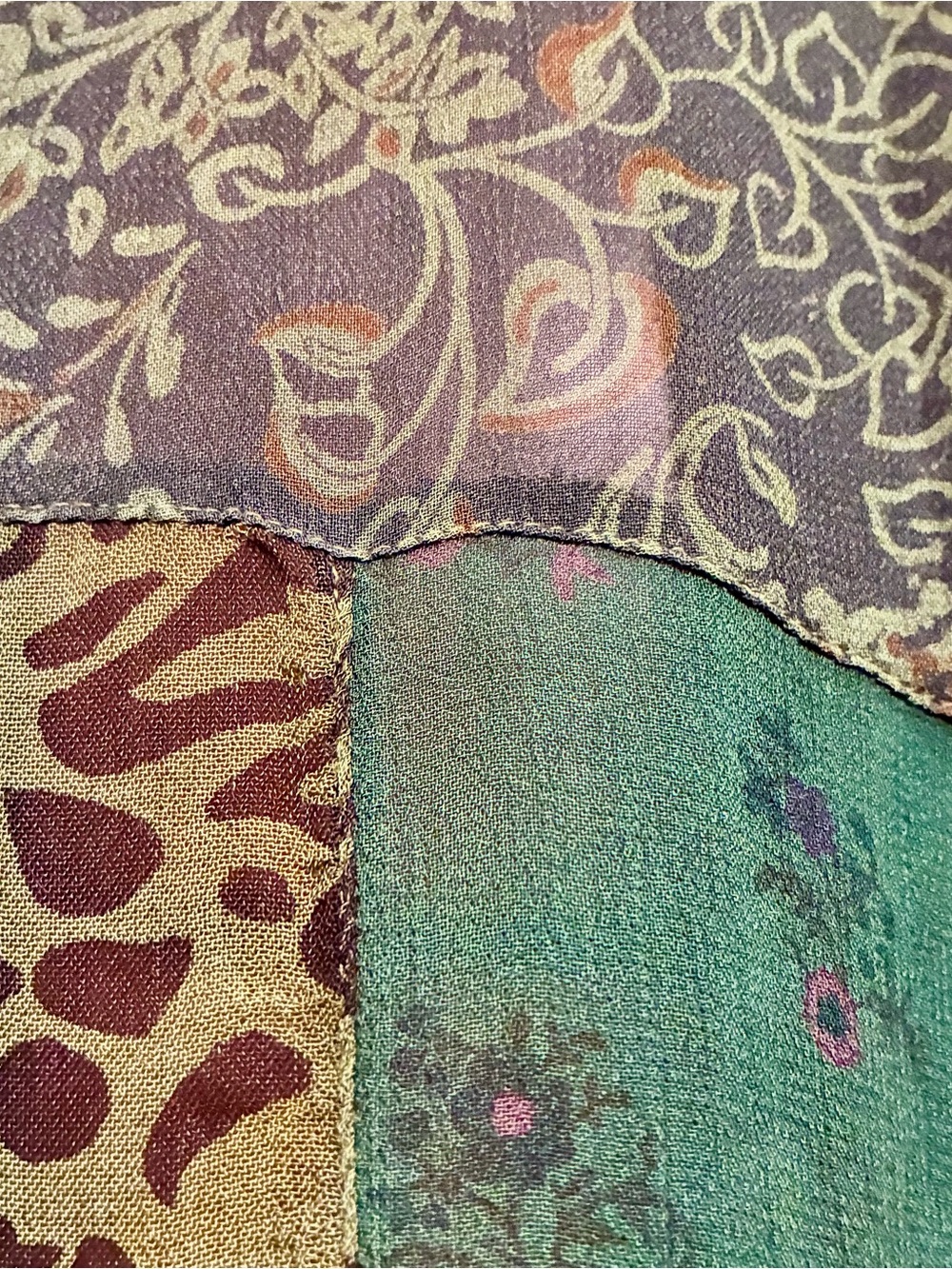🌿 Young Threads Boho Green Patchwork Kimono NWOT 🌿 - Picture 7 of 8